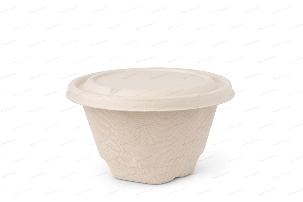 1000ml Round Brown Bagasse Parcel Container With Lid