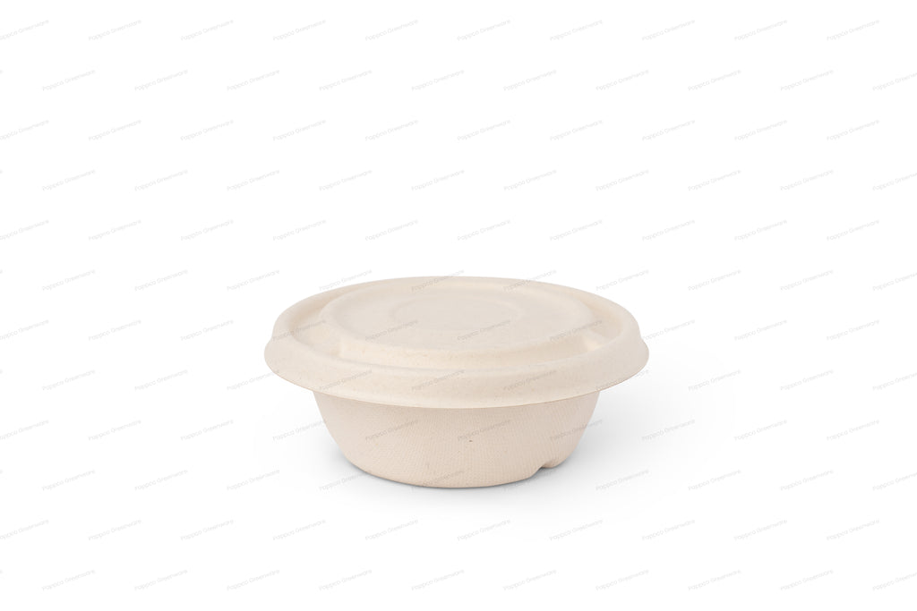 350ml Round Brown Bagasse Parcel Container With Lid
