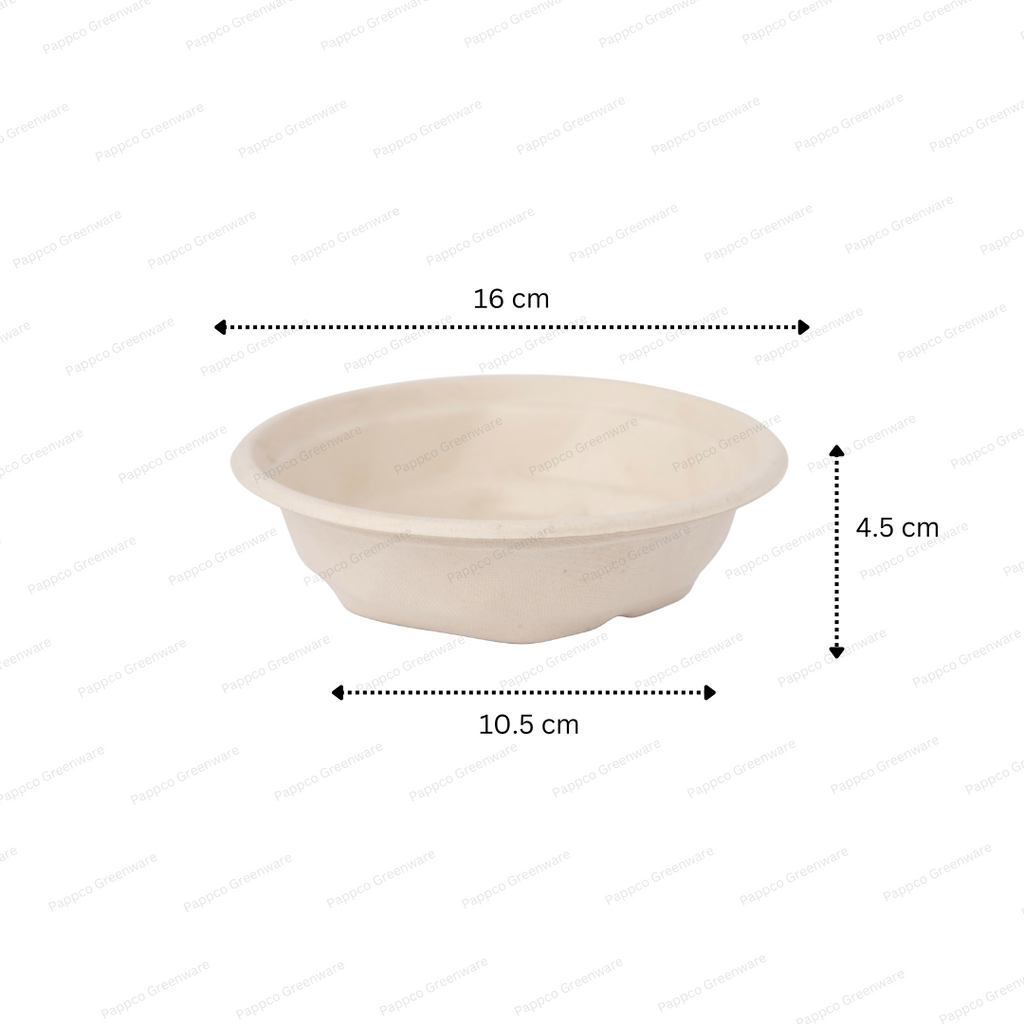 500ml Round Brown Bagasse Parcel Container With Lid