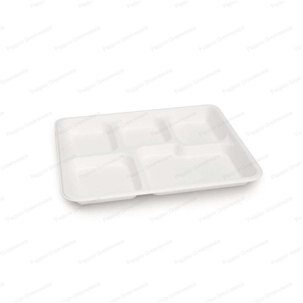 White 5 Compartment Plate -  - Virgin Plastic Thalis & Price  Match!