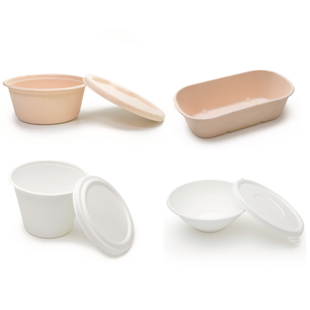 Sugarcane Bagasse Disposable Food Takeaway Containers with Lids