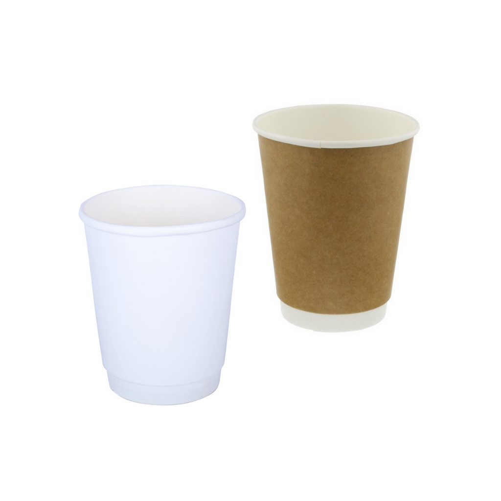 Eco-Friendly, Disposable White & Brown, 250ml & 350ml, Paper Glass/Cups for Coffee Takeaway & Delivery