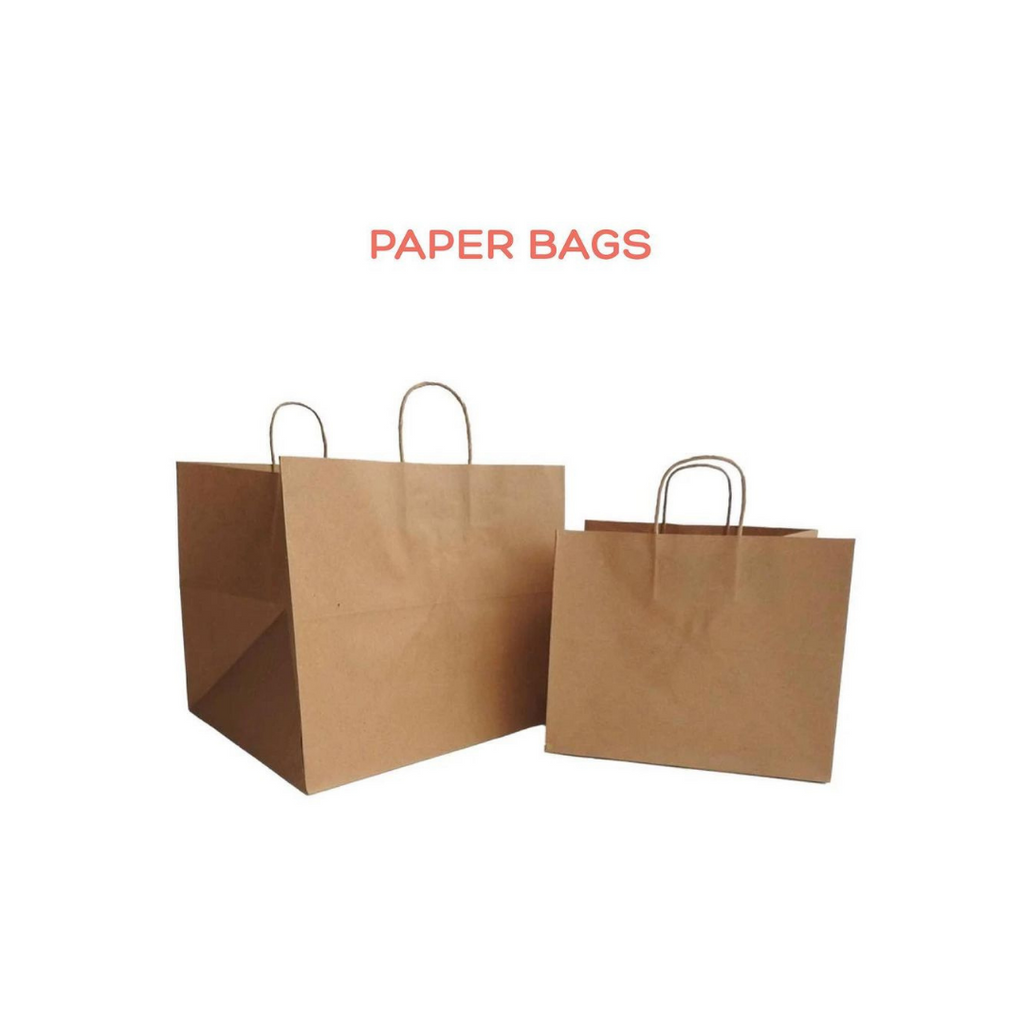 Eco-Friendly, Compostable, Brown Craft Paper Bag with Handles for Food Takeaway & Delivery