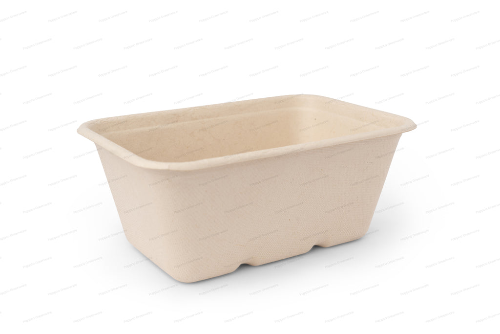 1000ml Rectangular Brown Bagasse Parcel Container With Lid