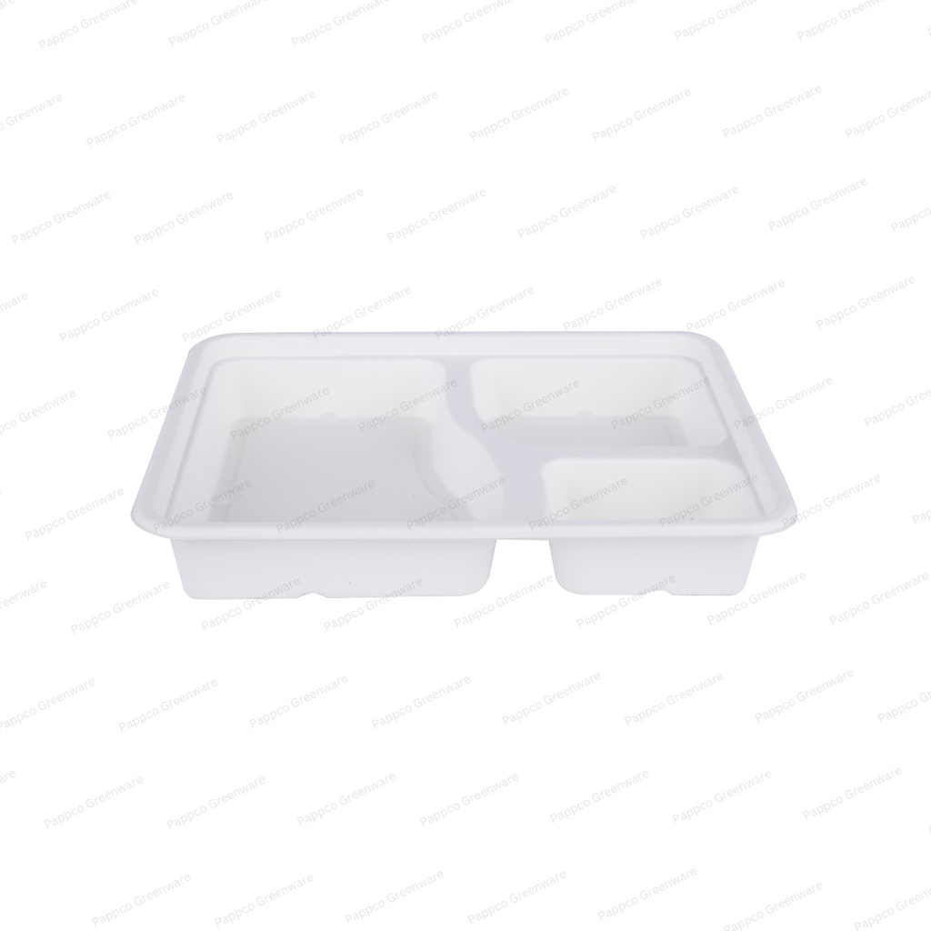 3 Compartment Bagasse Meal Tray With Lid