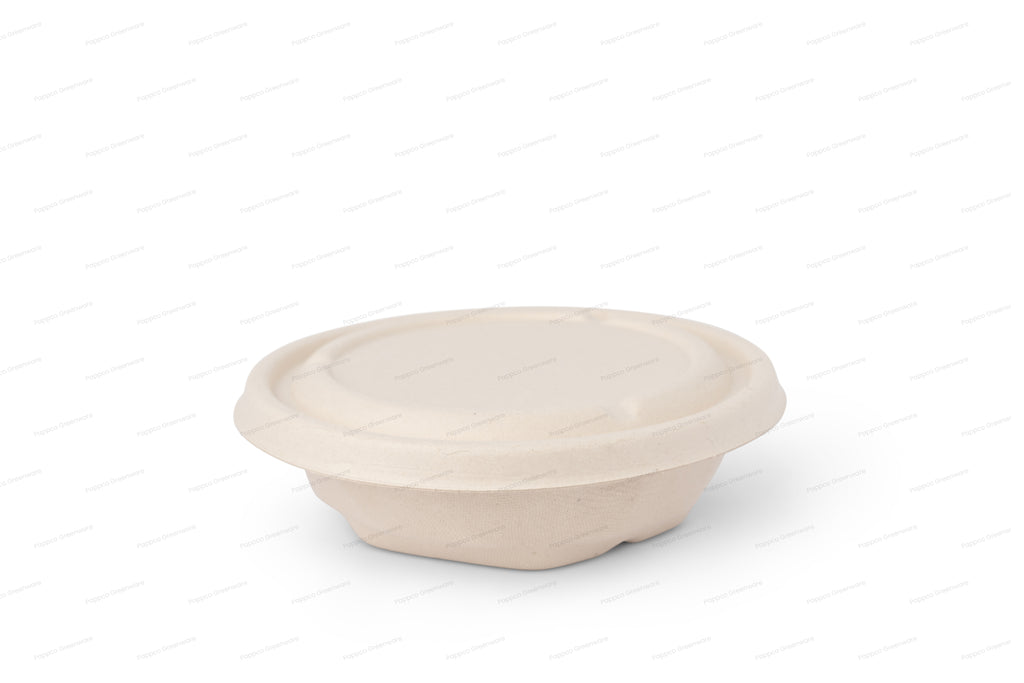 500ml Round Brown Bagasse Parcel Container With Lid