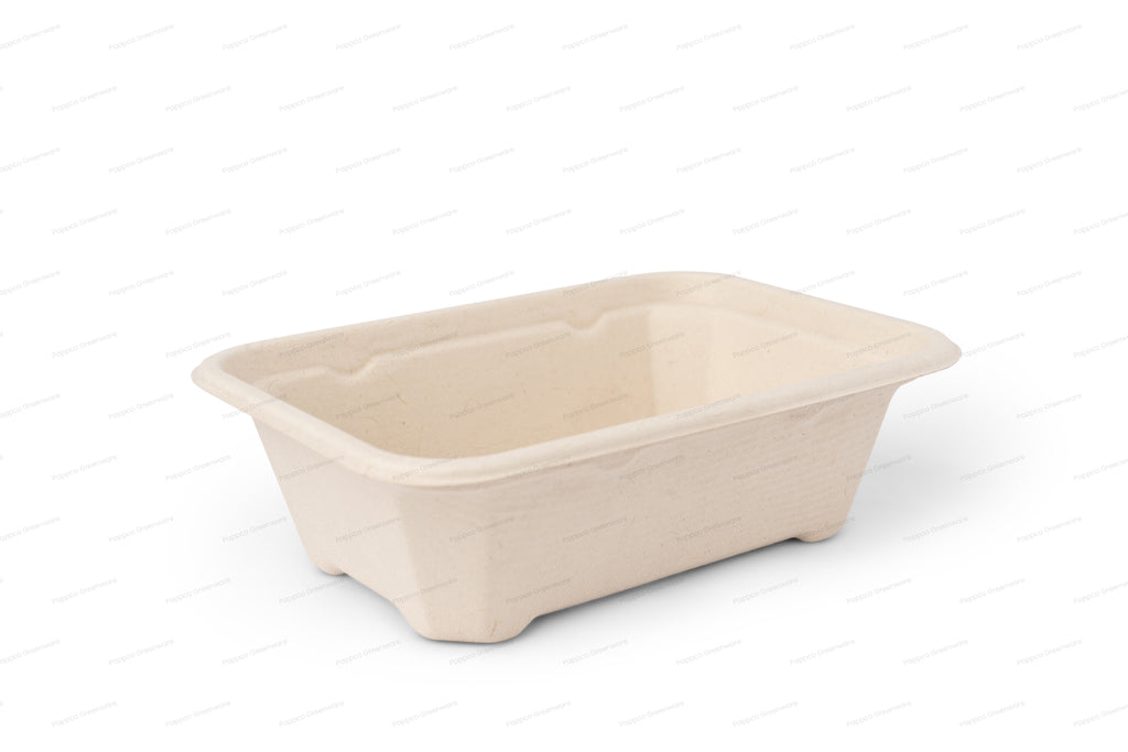 650ml Rectangular Brown Bagasse Parcel Container With Lid