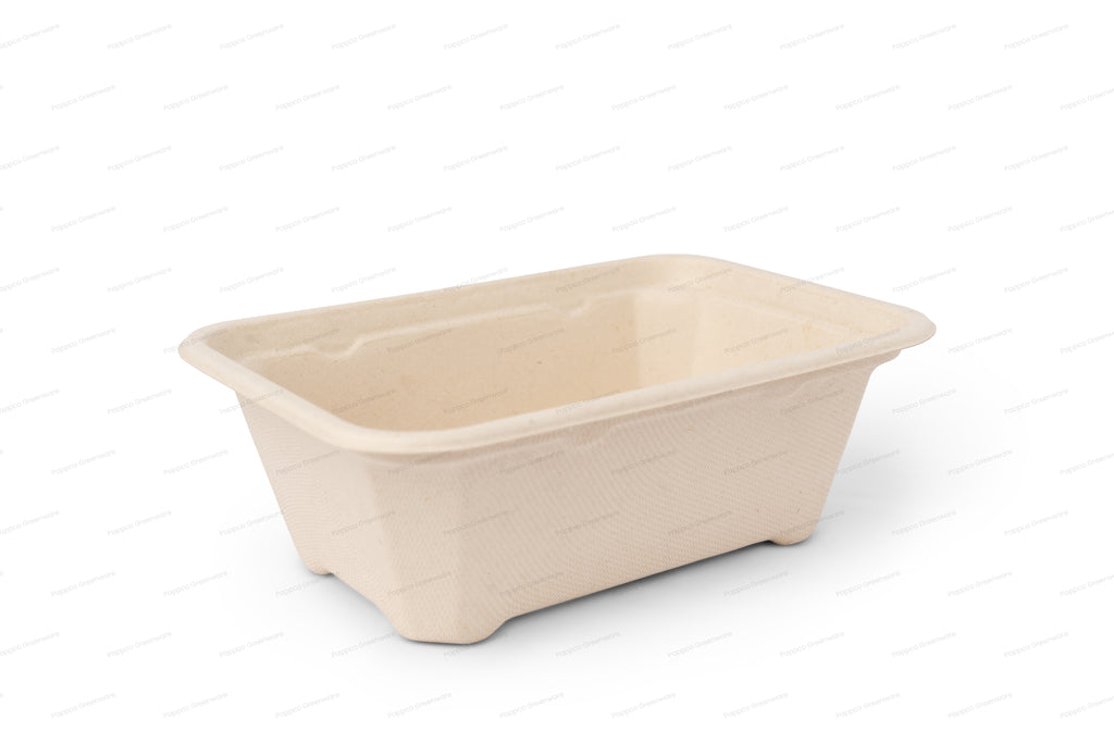 750ml Rectangular Brown Bagasse Parcel Container With Lid