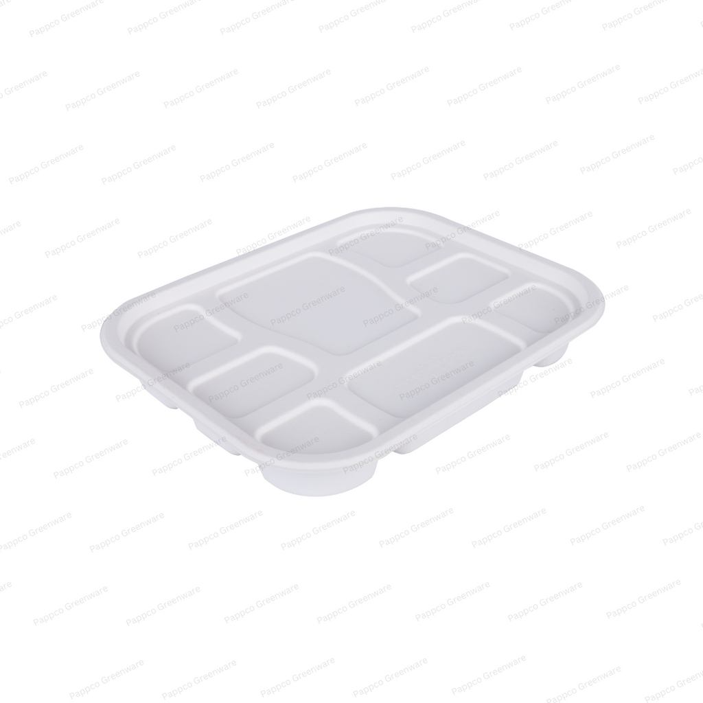 8 Compartment Bagasse Meal Tray With Lid