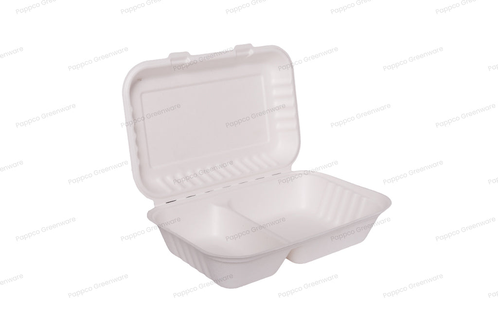 10x6" 2 Compartment Clamshell Container