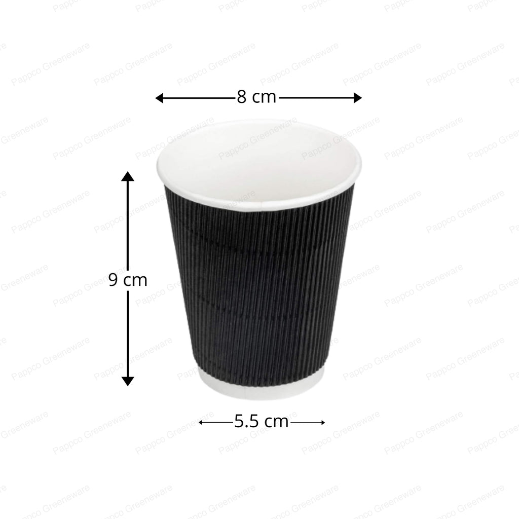 Black Ripple Wall Glass - 250ml