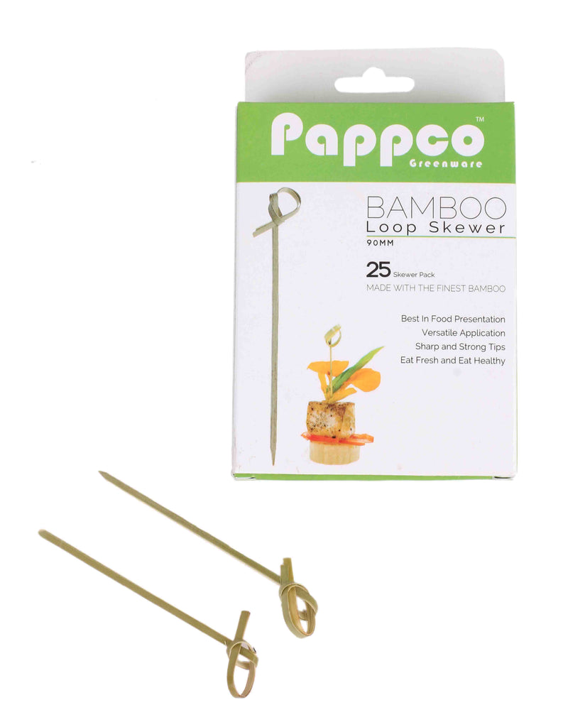 Pappco Greenware 4 inch Bamboo Loop Skewer (Pack of 200)