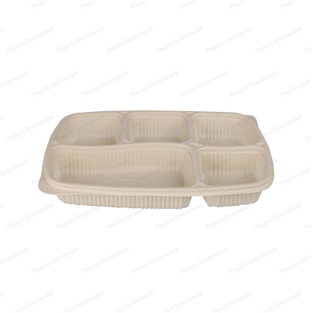 5 compartment tray with lid (Bioplastic - Cornstarch)