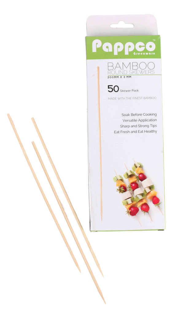 Pappco Greenware 8 Inch Standard Round Skewers (Pack Of 200)