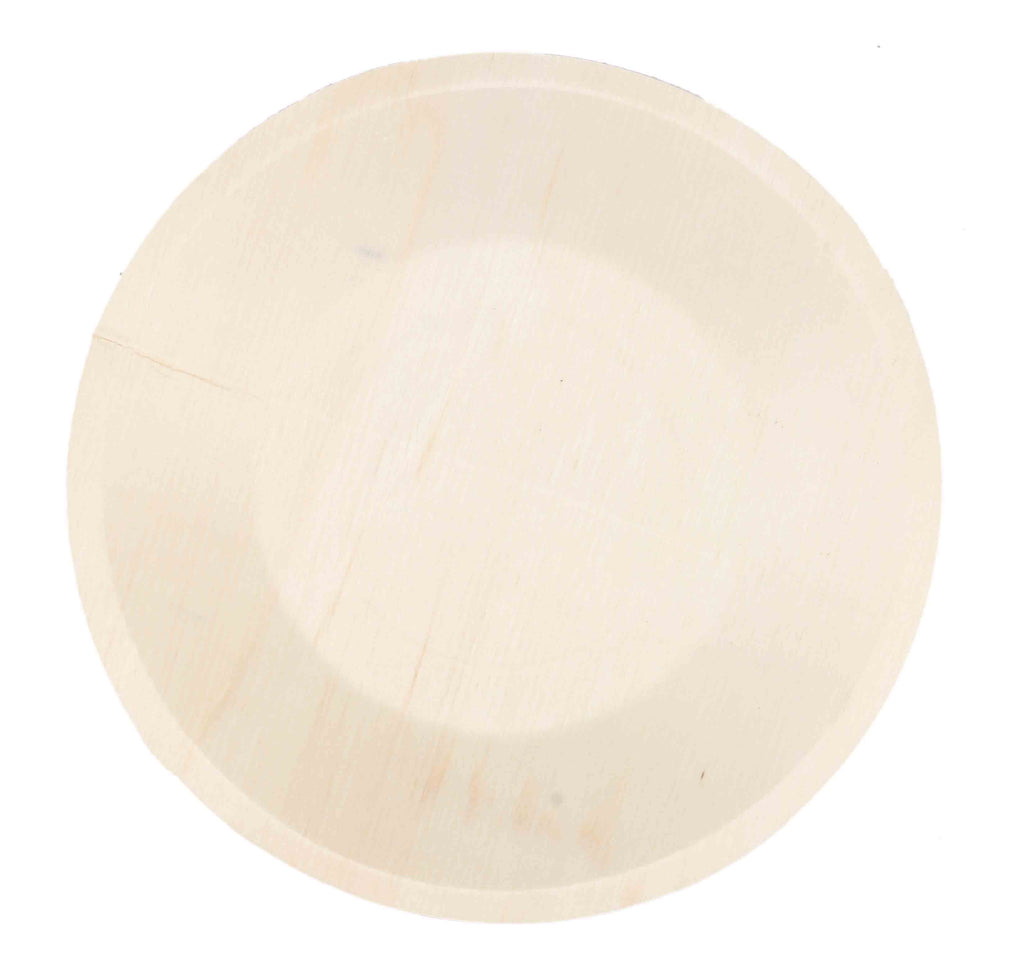 Party Centric 8 Inch Wooden Round Plate (Pack Of 50)